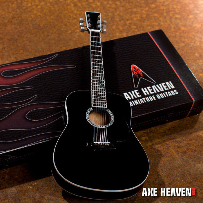 CLASSIC BLACK FINISH MINIATURE ACOUSTIC GUITAR REPLICA COLLECTIBLE