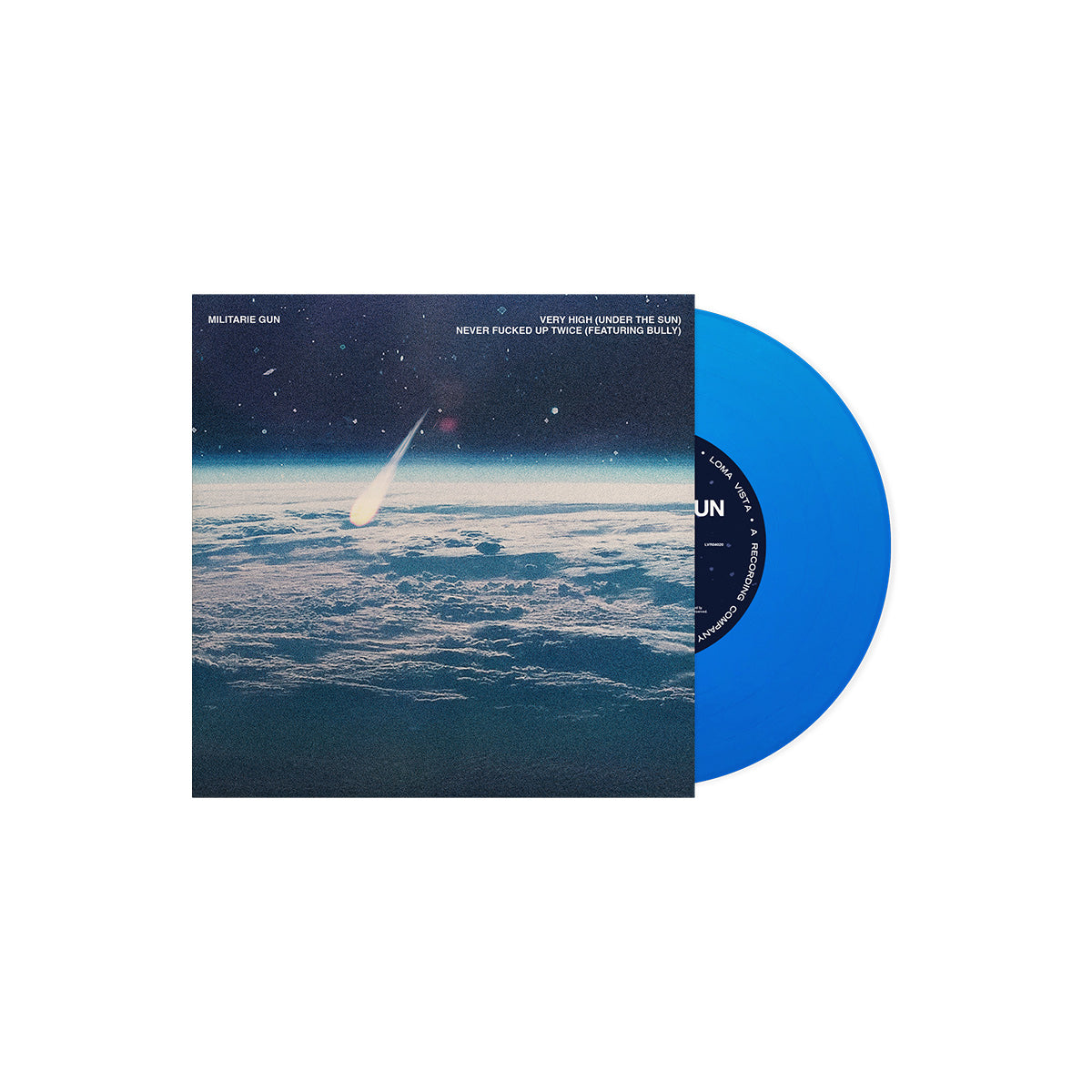 MILITARIE GUN ‘VERY HIGH / NEVER F*CKED UP’ 7" SINGLE (Limited Edition – Only 500 made, Blue Transparent Vinyl)