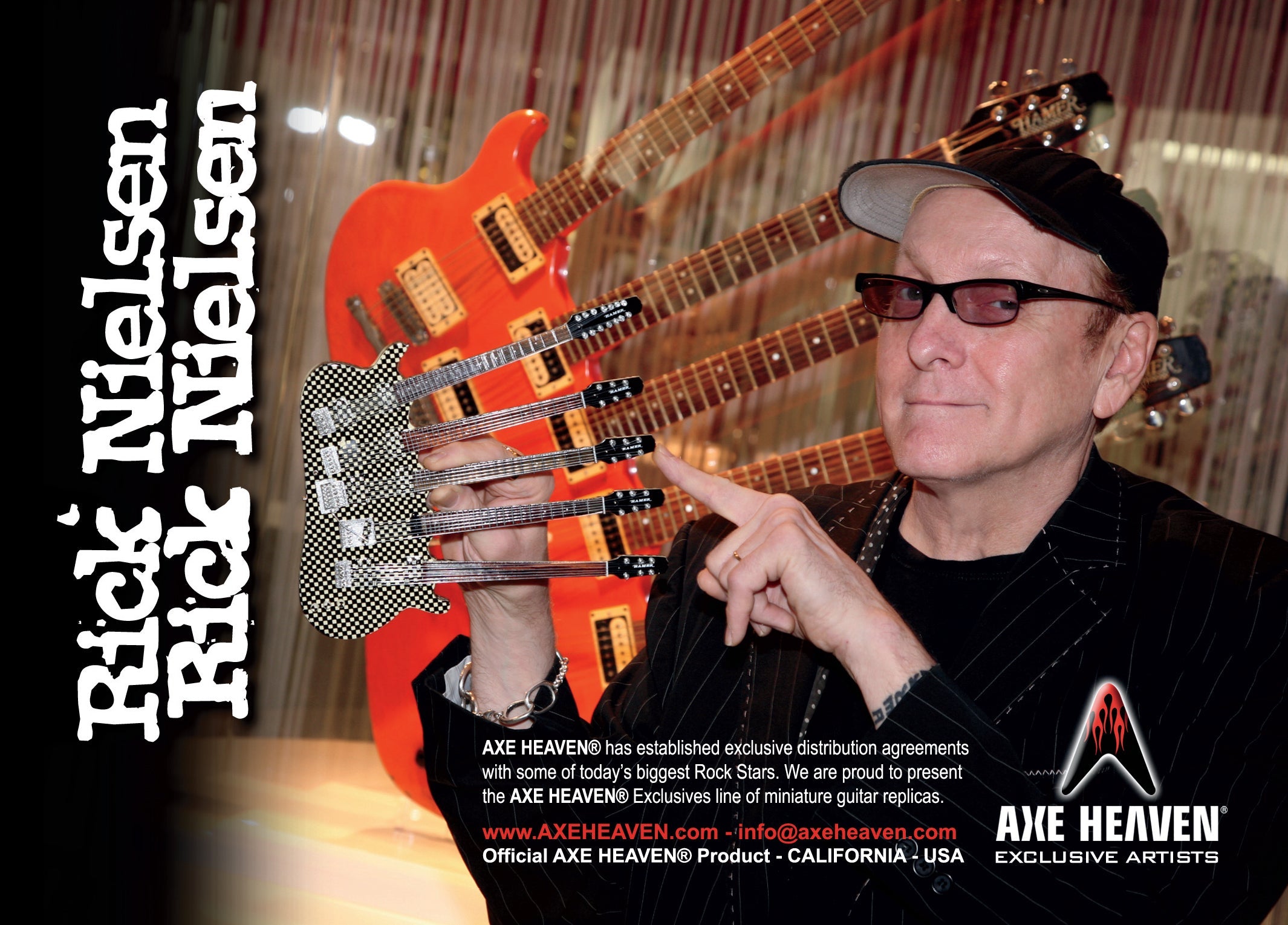 RICK NIELSEN™ FIVE-NECK ORANGE MONSTER MINI GUITAR REPLICA COLLECTIBLE - OFFICIALLY LICENSED