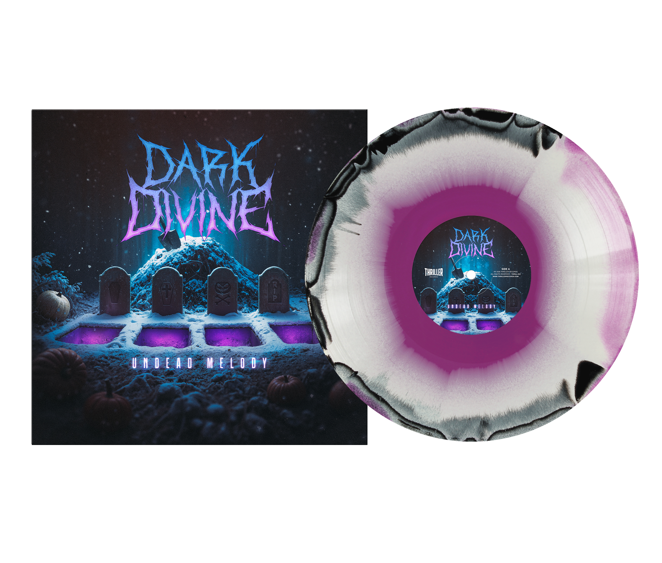 DARK DIVINE ‘UNDEAD MELODY’ LP (Limited Edition – Only 400 Made, Black, White & Purple Smush Vinyl)