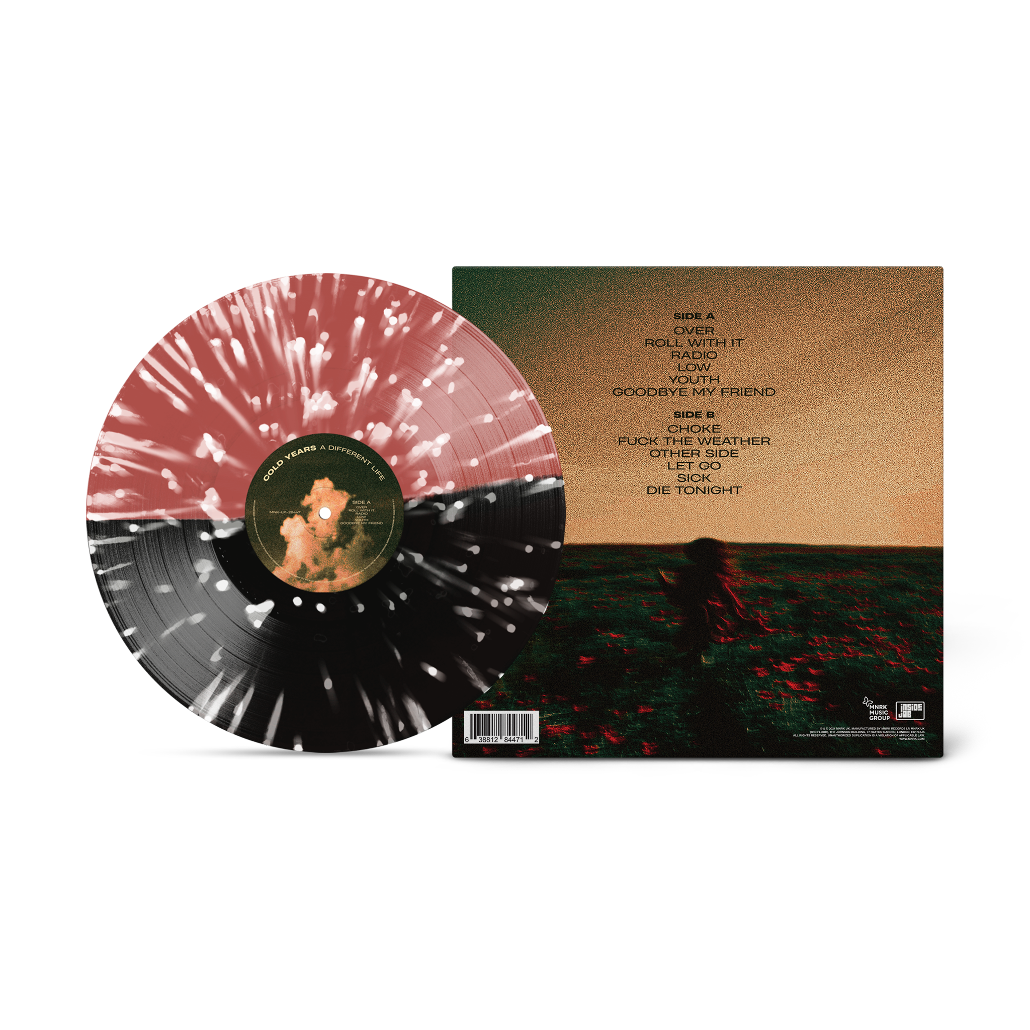 COLD YEARS 'A DIFFERENT LIFE' LP (Half Black, Half Blood Red w/ White Splatter Vinyl)