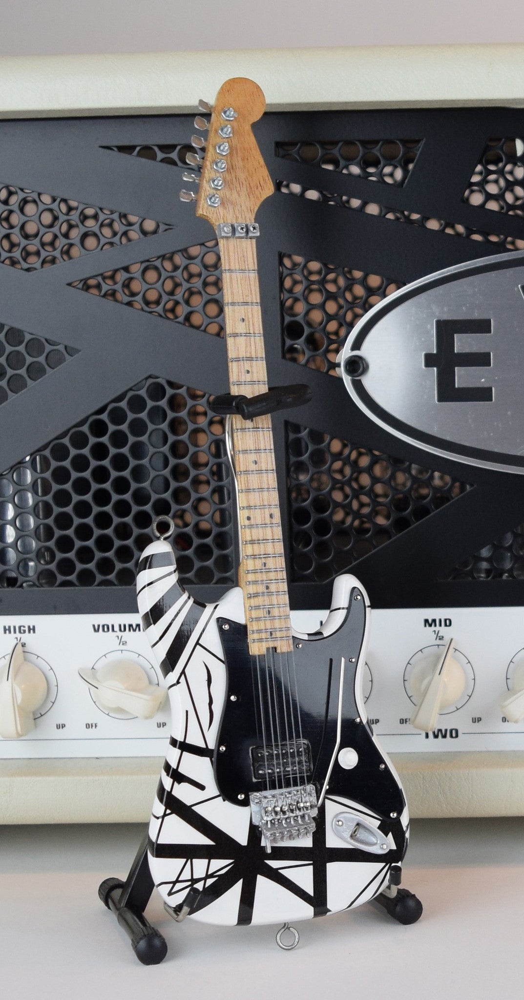 EVH BLACK & WHITE VH1 EDDIE VAN HALEN MINI GUITAR REPLICA COLLECTIBLE - OFFICIALLY LICENSED