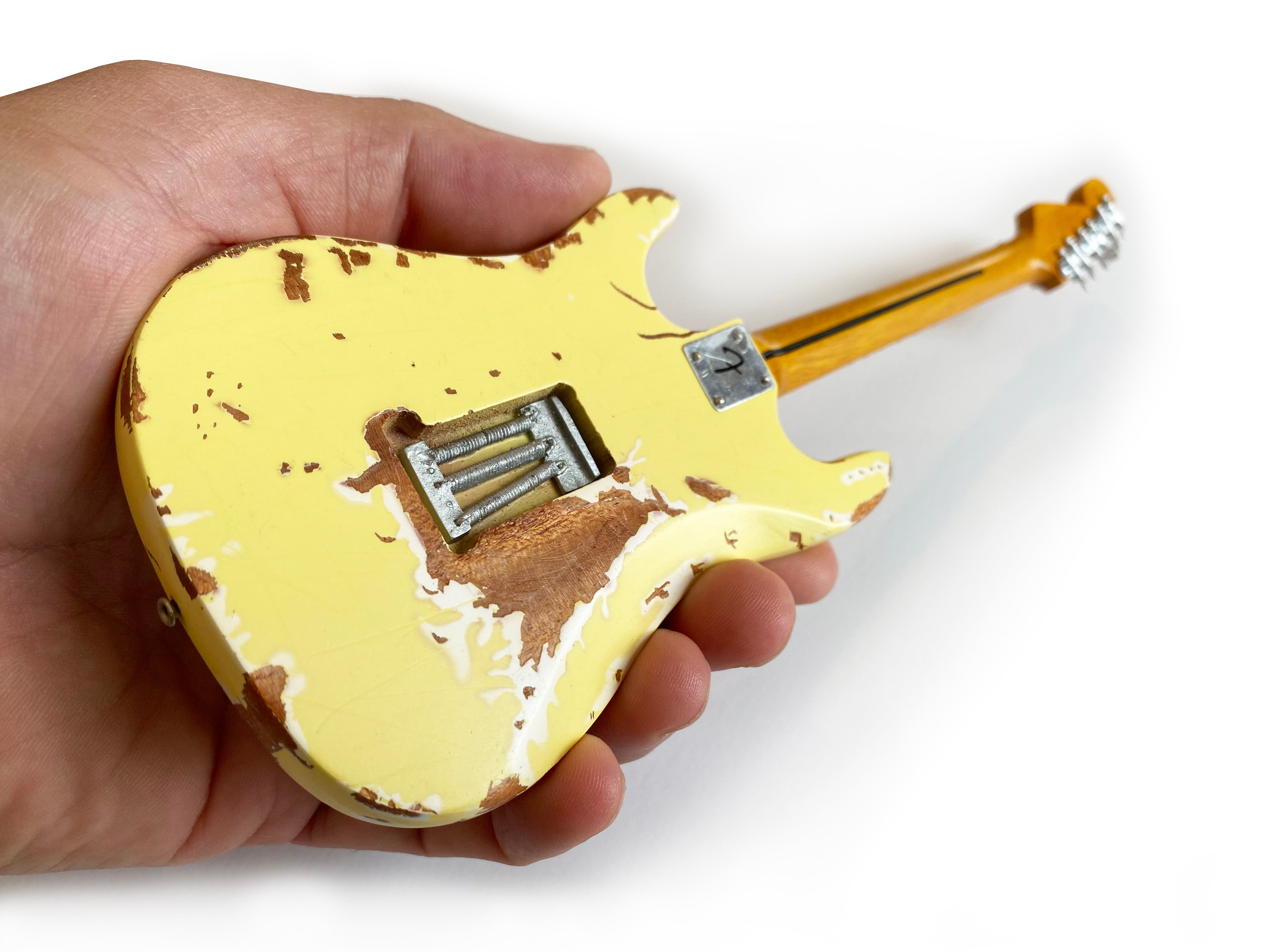 YNGWIE MALMSTEEN MINI FENDER™ STRAT™  HEAVILY WORN OLYMPIC WHITE FINISH GUITAR MODEL REPLICA
