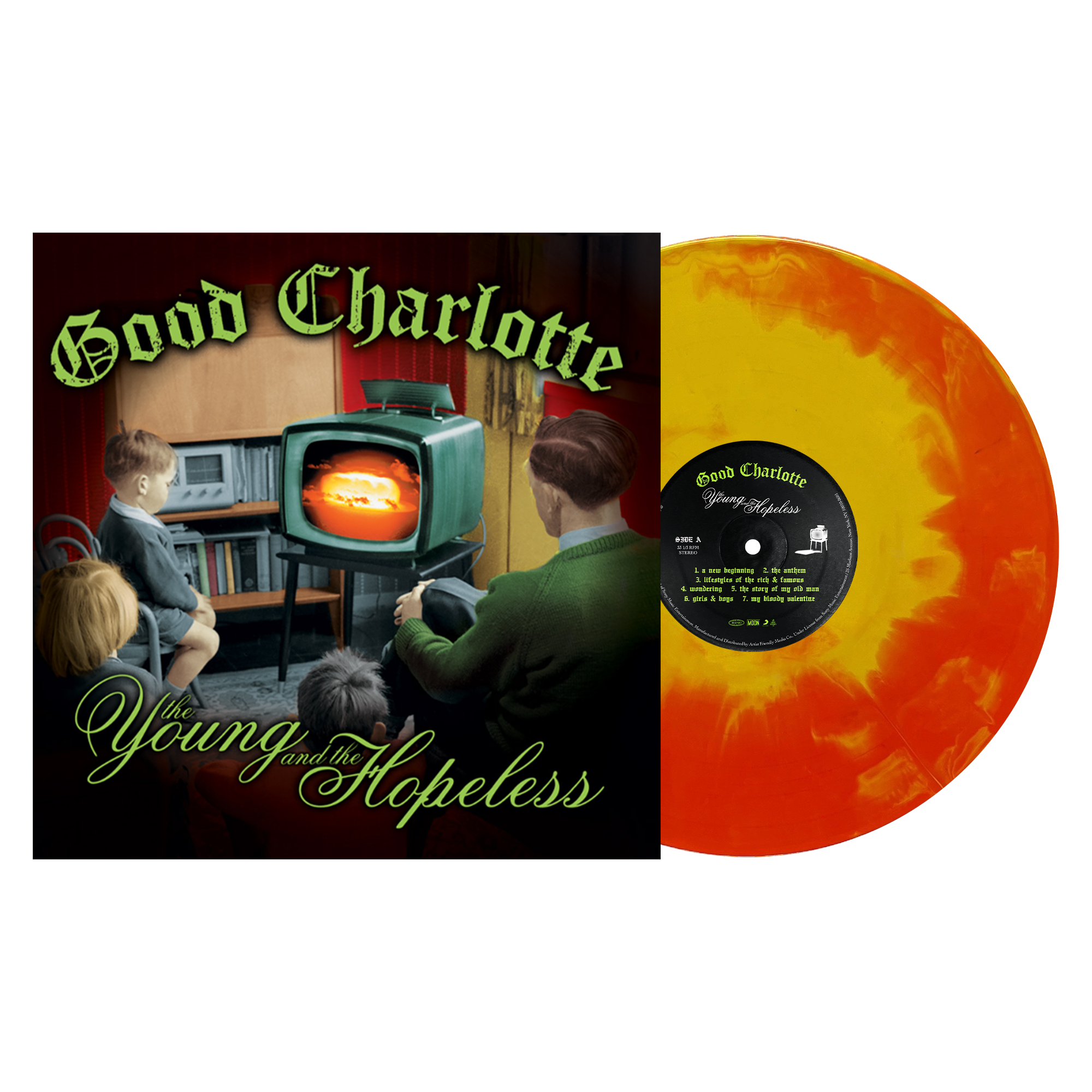 GOOD CHARLOTTE ‘THE YOUNG AND THE HOPELESS’ LP (Exclusive – Limited to 500, Orange & Yellow Handpour Vinyl)