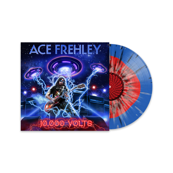 ACE FREHLEY X GOLDMINE BUNDLE - GOLDMINE SPRING 2024 ISSUE W/ NUMBERED 8X10" IN NUMBERED SLIPCASE & '10,000 VOLTS' LP (Transparent Red & Blue w/ Silver & Black Splatter Vinyl)