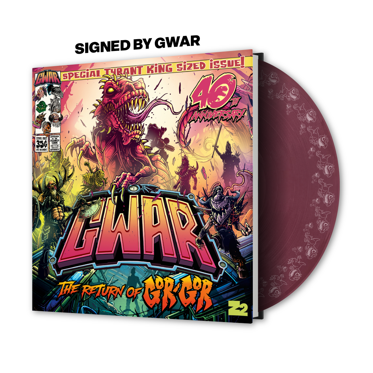 GWAR: 'THE RETURN OF GOR GOR' SIGNED PLATINUM EDITION COMIC BOOK + 'THE RETURN OF GOR GOR' LP (Limited Edition, Fruit Punch Vinyl)