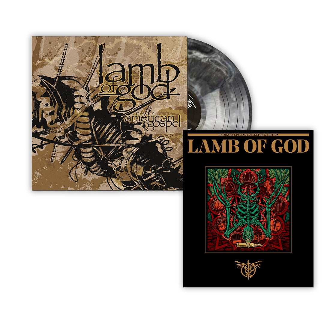 LAMB OF GOD ‘NEW AMERICAN GOSPEL’ LP (Limited Edition – Only 500 Made, Black and White Nebula Vinyl) + "WARBIRD" COVER SPECIAL COLLECTOR'S EDITION DELUXE MAGAZINE