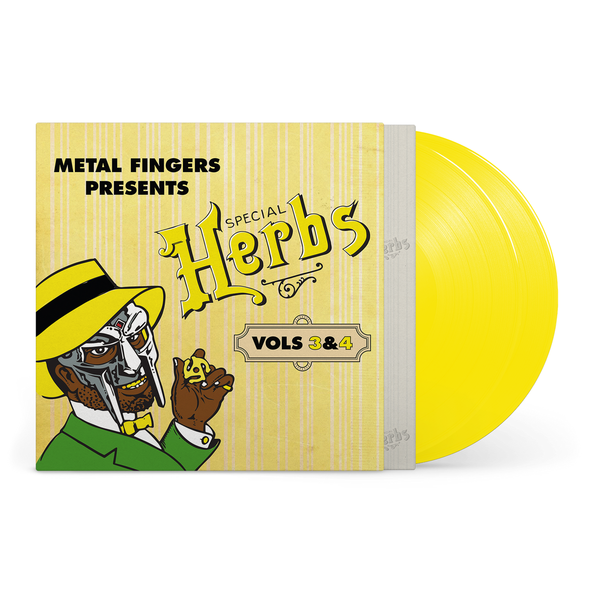 MF DOOM 'METAL FINGERS PRESENTS: SPECIAL HERBS VOL. 3 & 4' 2LP (Lemon Yellow Vinyl)