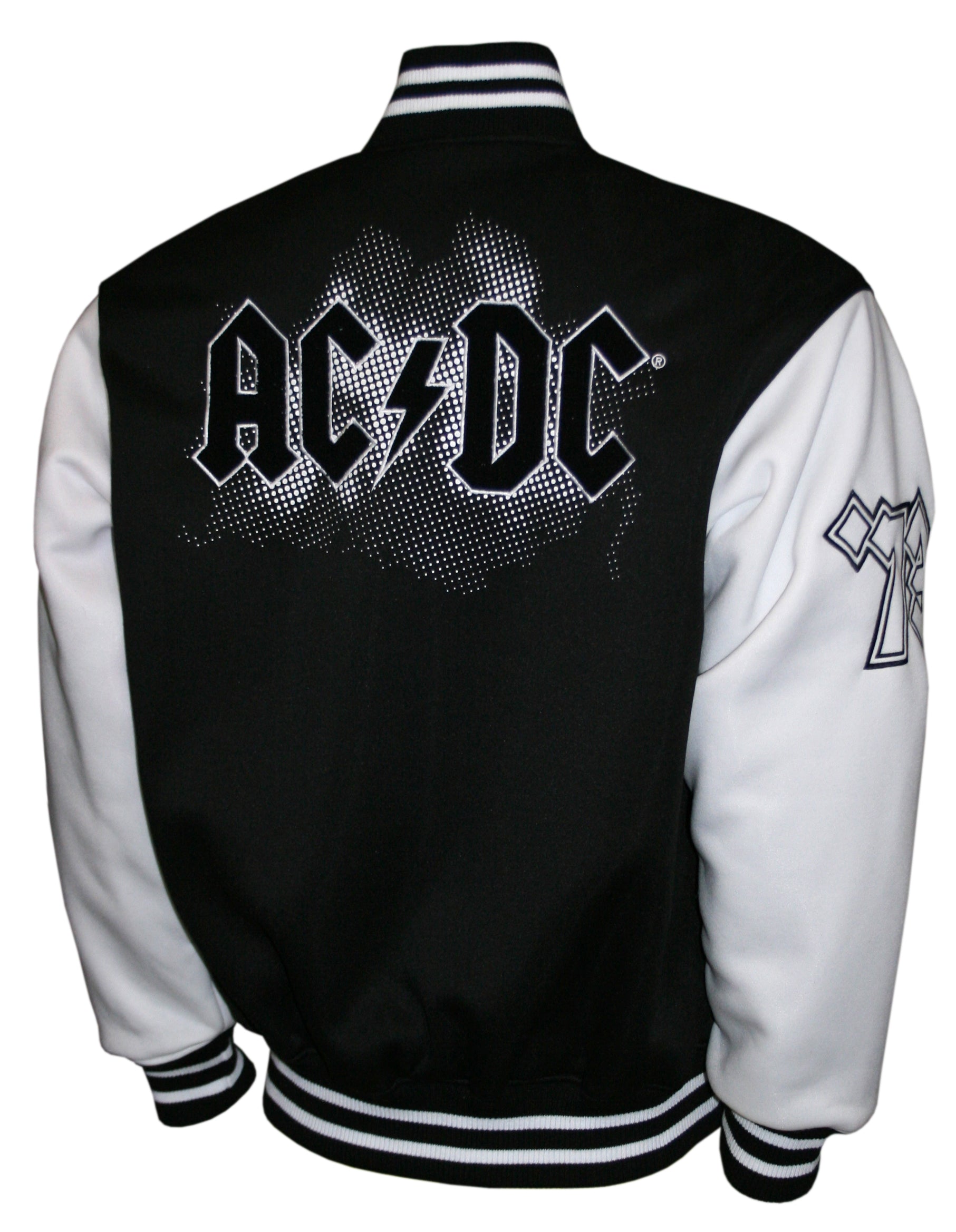 ACDC WHITE/BLACK CHENILLE VARSITY FLEECE JACKET