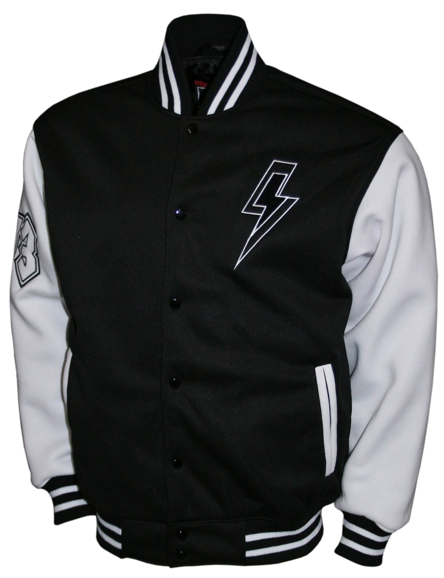 ACDC WHITE/BLACK CHENILLE VARSITY FLEECE JACKET