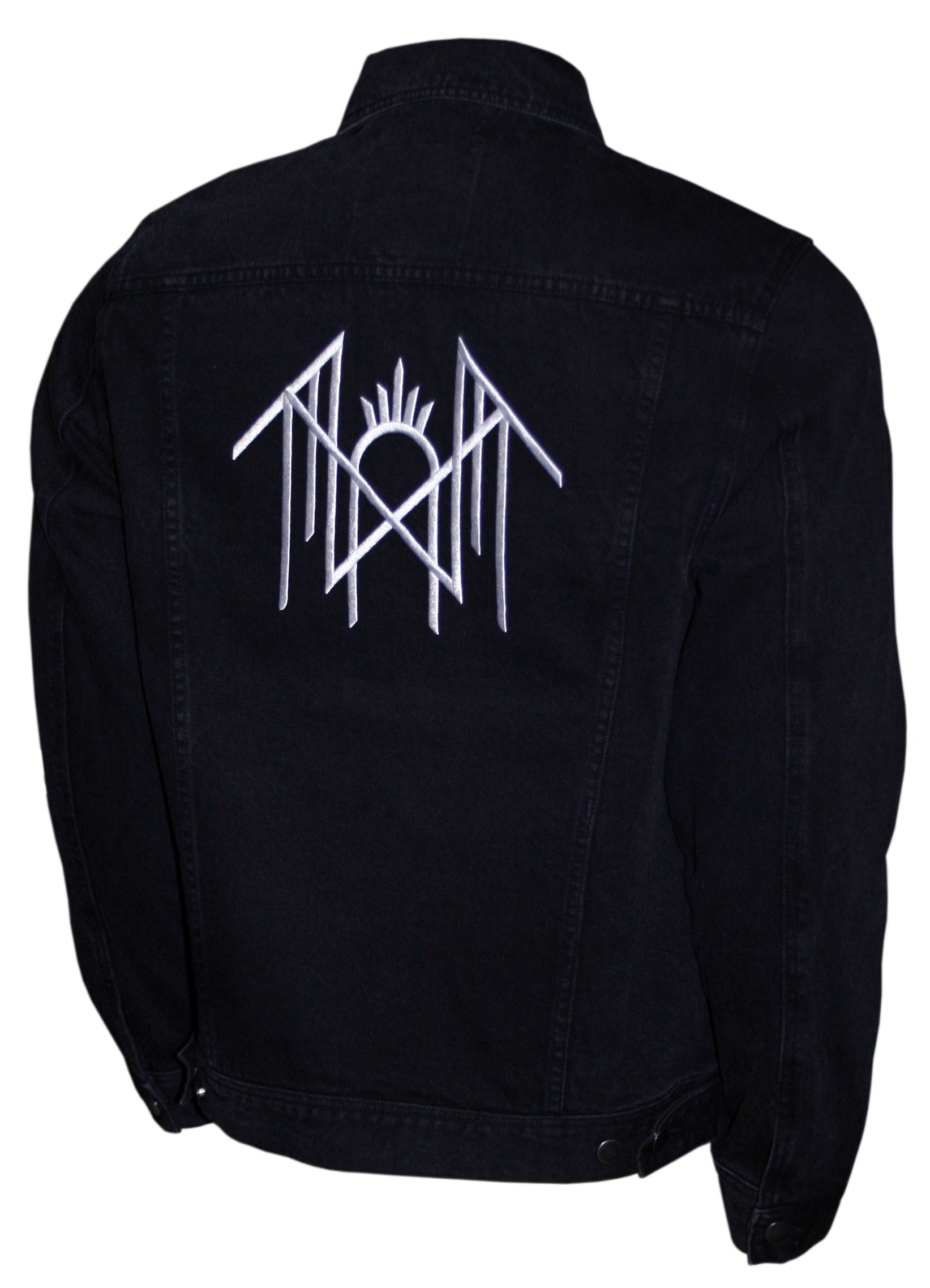SLEEP TOKEN BLACK DENIM JACKET WHITE EMBROIDERY LOGO