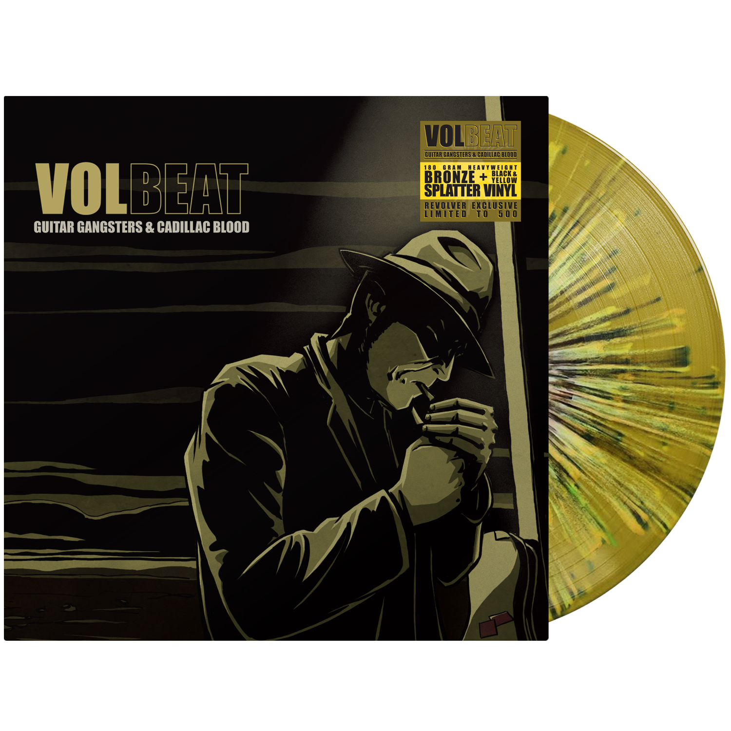 VOLBEAT ‘GUITAR GANGSTERS & CADILLAC BLOOD’ LP (Limited Edition – Only 500 Made, Bronze/Yellow w/ Black Splatter Vinyl)