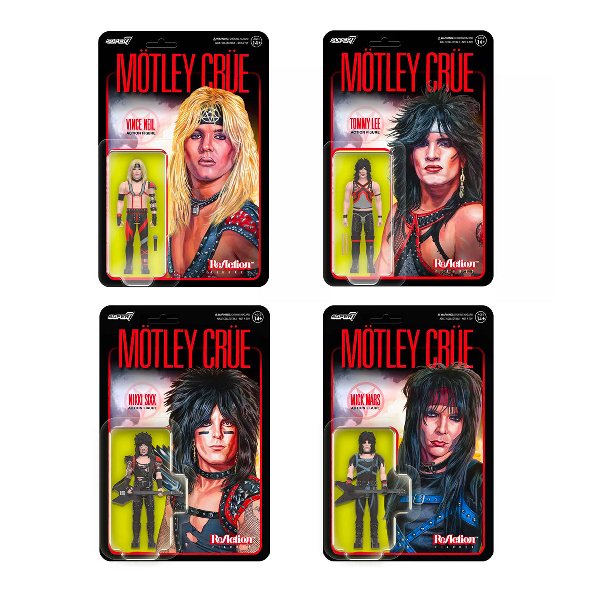 MOTLEY CRUE REACTION FIGURES WAVE 01 - SHOUT AT THE DEVIL - 4 PACK