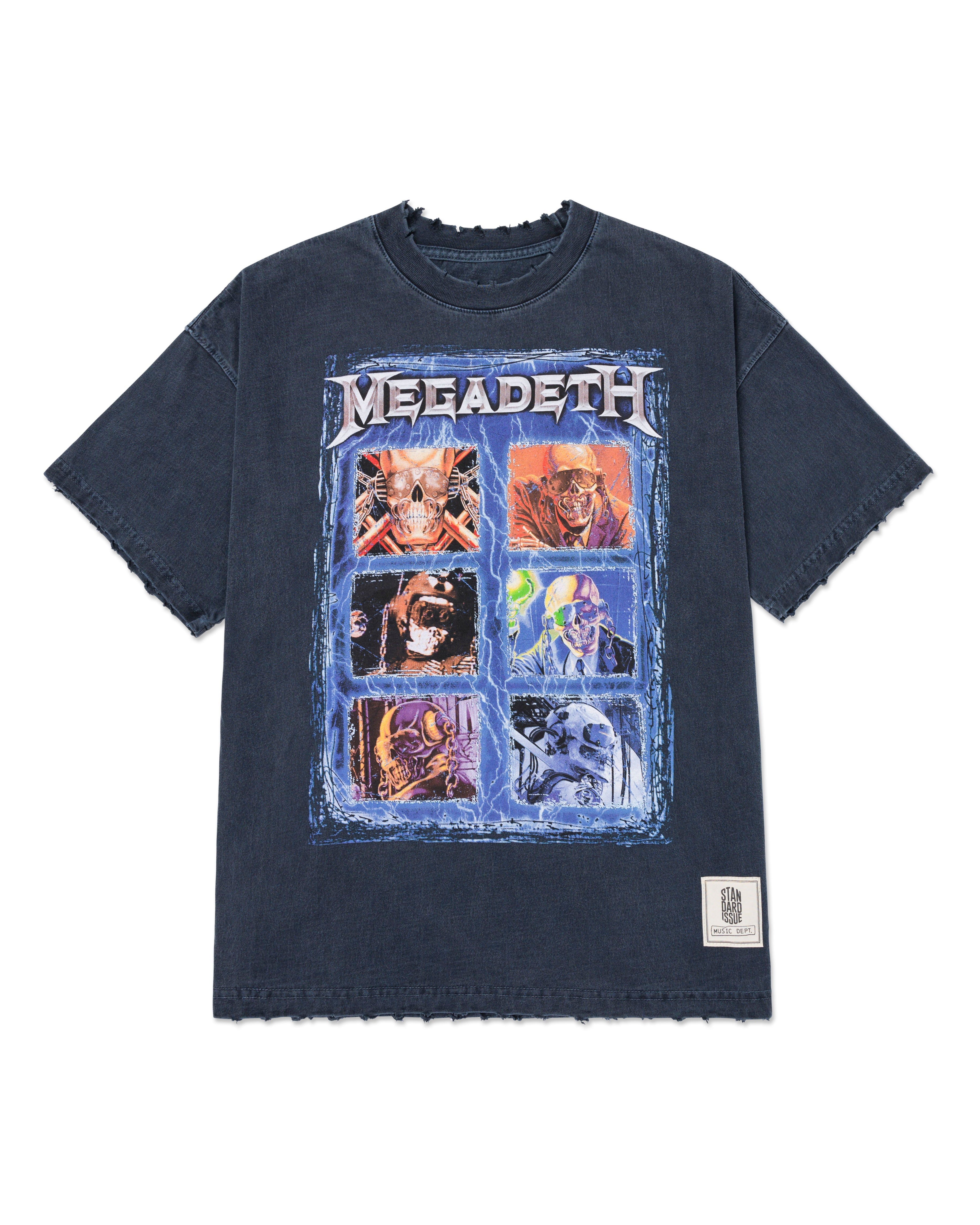 Megadeth Grid Boxy Tee Washed Slate