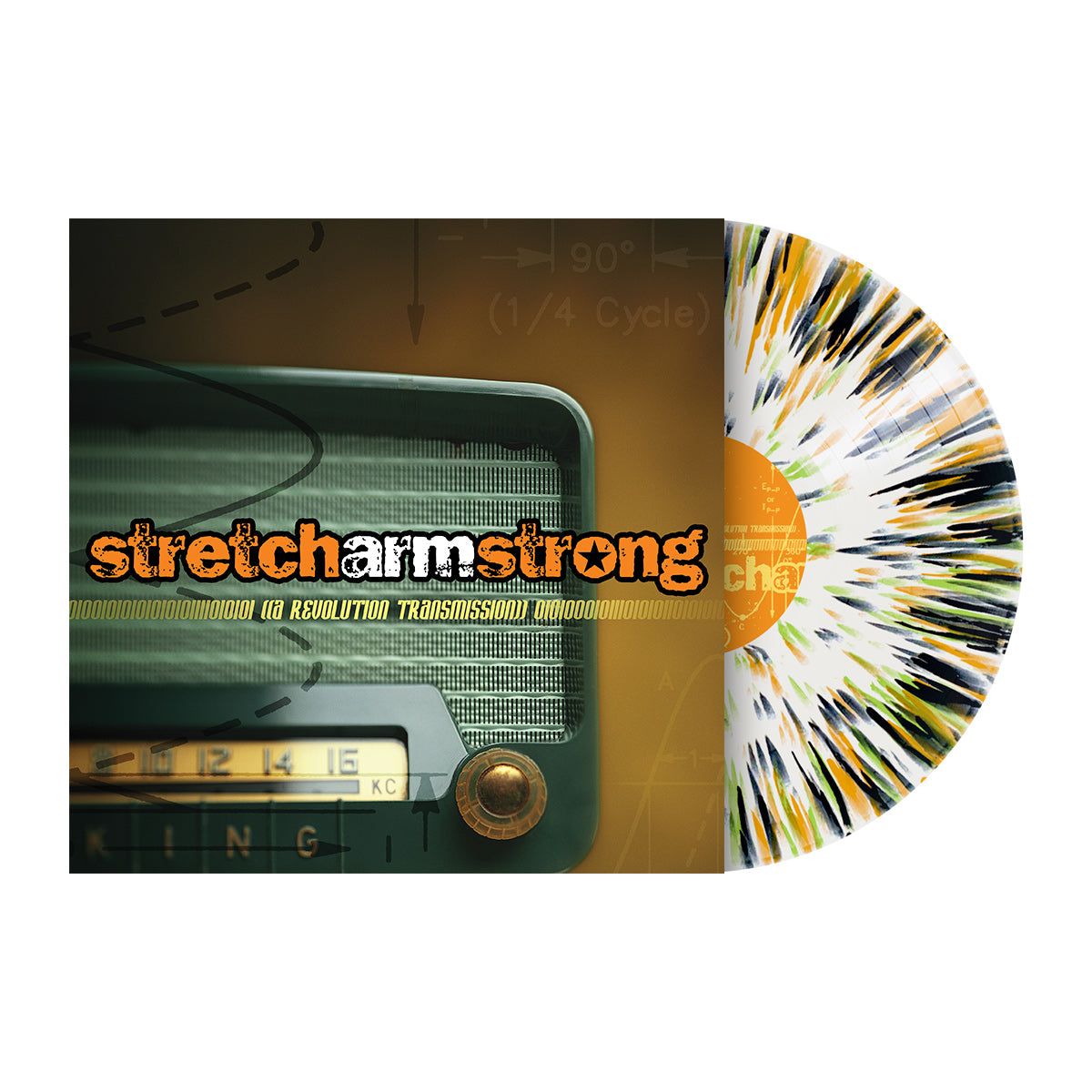 STRETCH ARM STRONG ‘A REVOLUTION TRANSMISSION’ LP (Limited Edition – Only 300 made, Transparent White w/ Orange, Green, Black Splatter Vinyl)