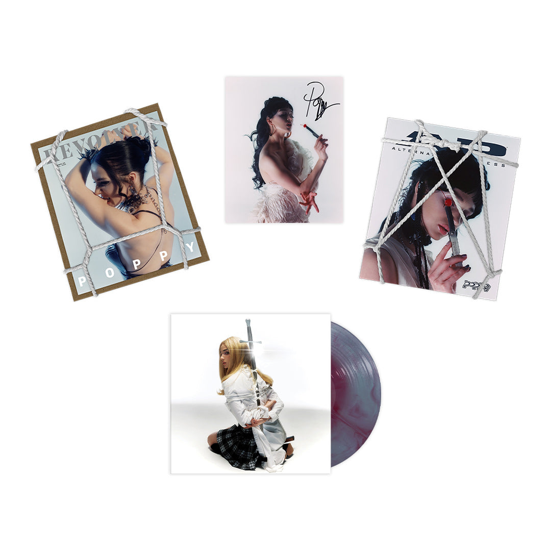 POPPY x REVOLVER + ALTERNATIVE PRESS BUNDLE – 2023 FALL ISSUE W/ 'ZIG' LP (Limited Edition – Only 500 made, Baby Blue & Transparent Blood Red Galaxy Vinyl)