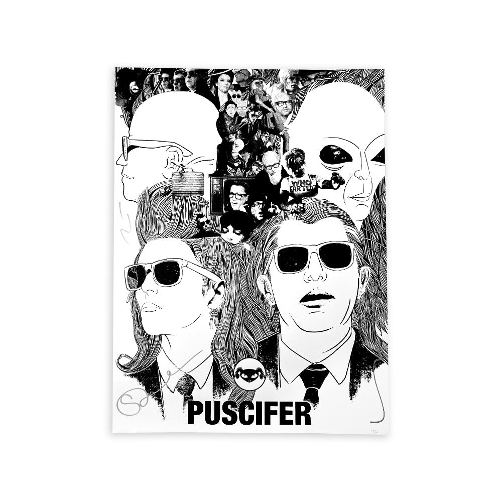 PUSCIFER ‘EXISTENTIAL RECKONING’ 2LP (AUTOGRAPHED TOUR VARIANT #29 – Clear w/ Gold And Silver Vinyl) + AUTOGRAPHED POSTER