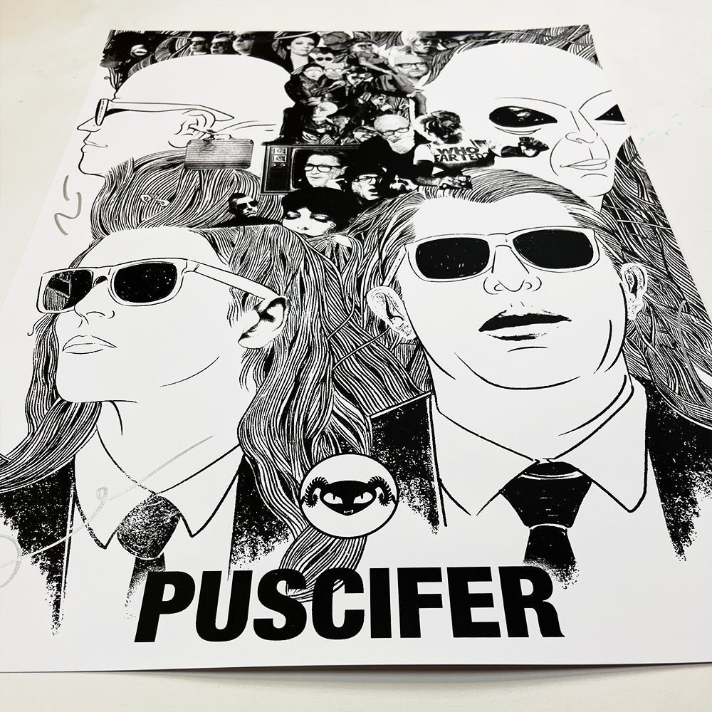 PUSCIFER ‘EXISTENTIAL RECKONING’ 2LP (AUTOGRAPHED TOUR VARIANT #29 – Clear w/ Gold And Silver Vinyl) + AUTOGRAPHED POSTER