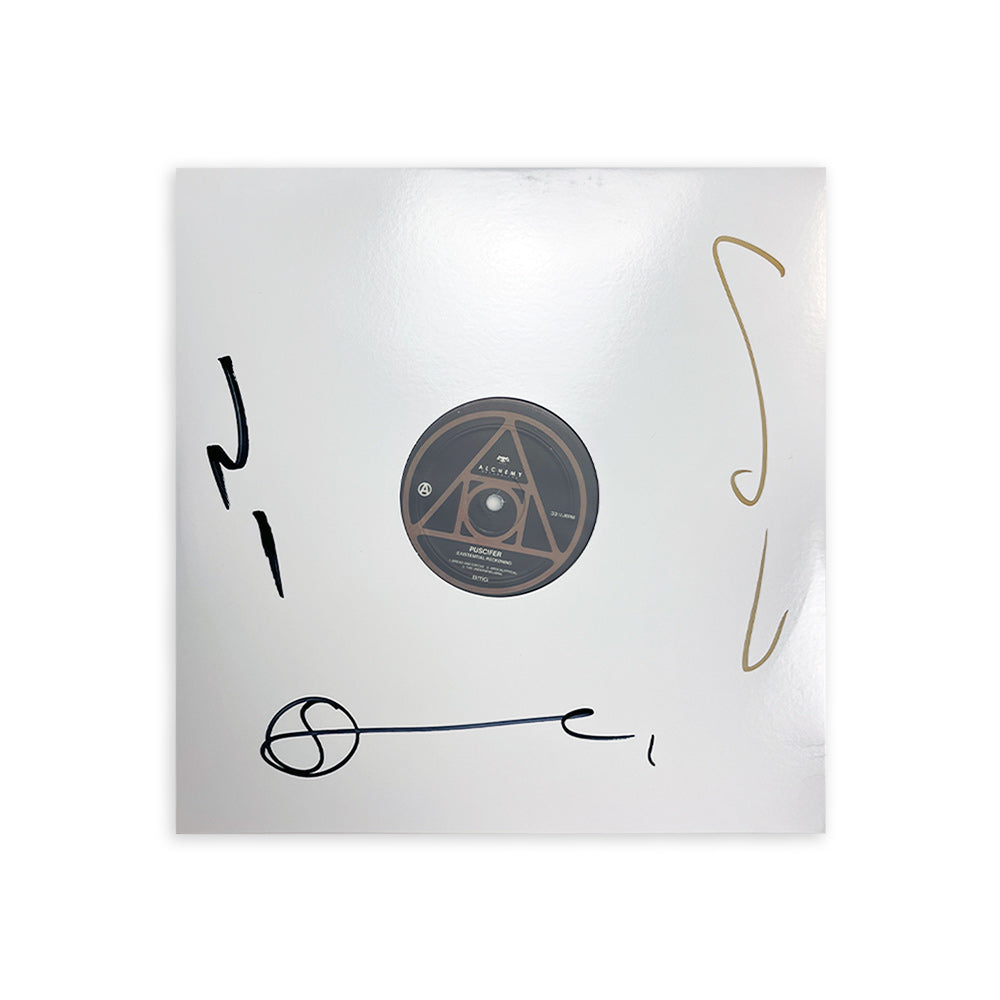 PUSCIFER ‘EXISTENTIAL RECKONING’ 2LP (AUTOGRAPHED TOUR VARIANT #29 – Clear w/ Gold And Silver Vinyl) + AUTOGRAPHED POSTER