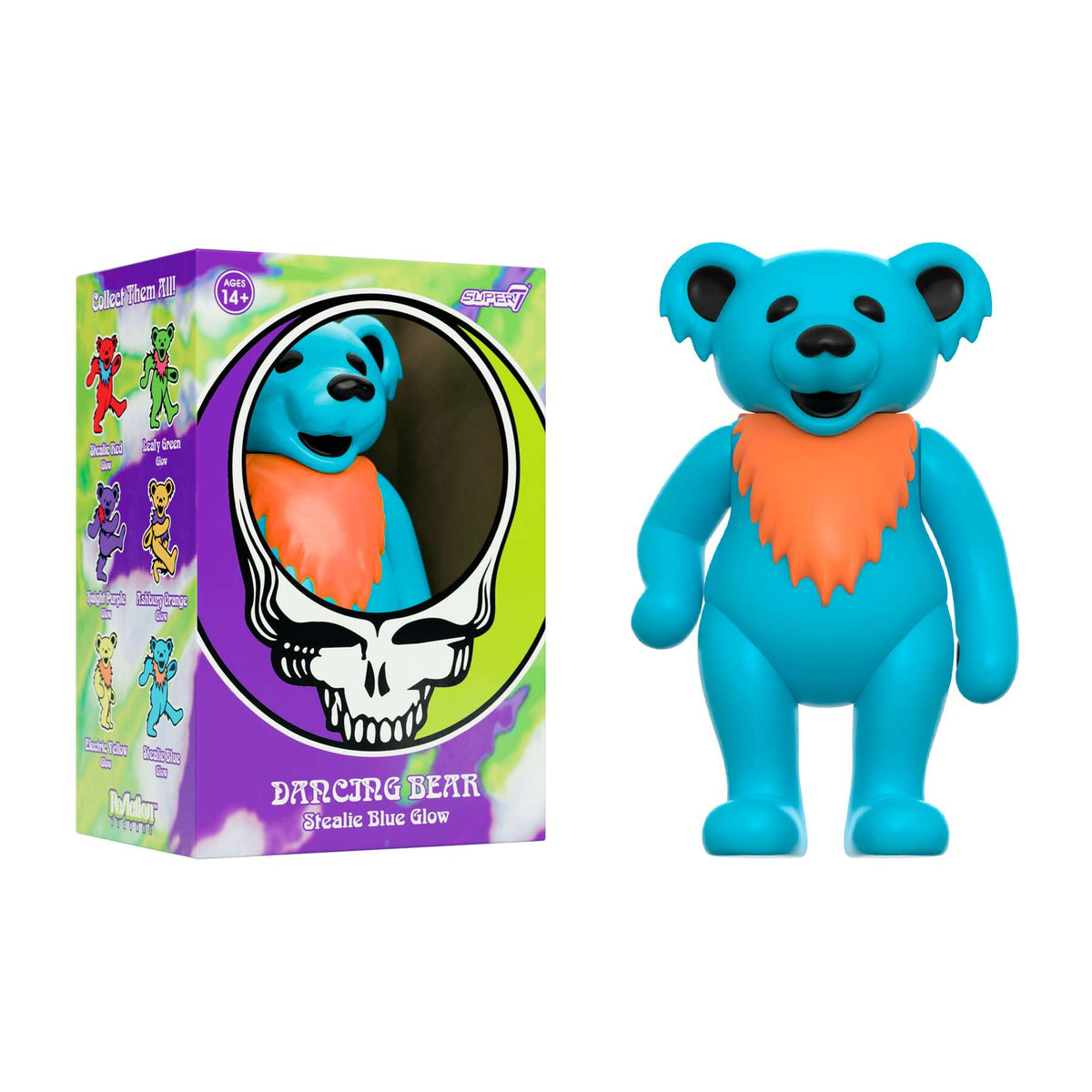 SUPER7 REACTION GRATEFUL DEAD W3 DANCING BEARS STEALIE BLUE (GLOW IN THE DARK)