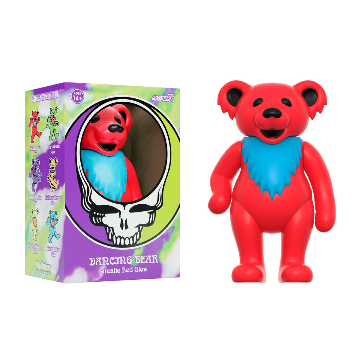 SUPER7 REACTION GRATEFUL DEAD W3 DANCING BEARS STEALIE RED (GLOW IN THE DARK)