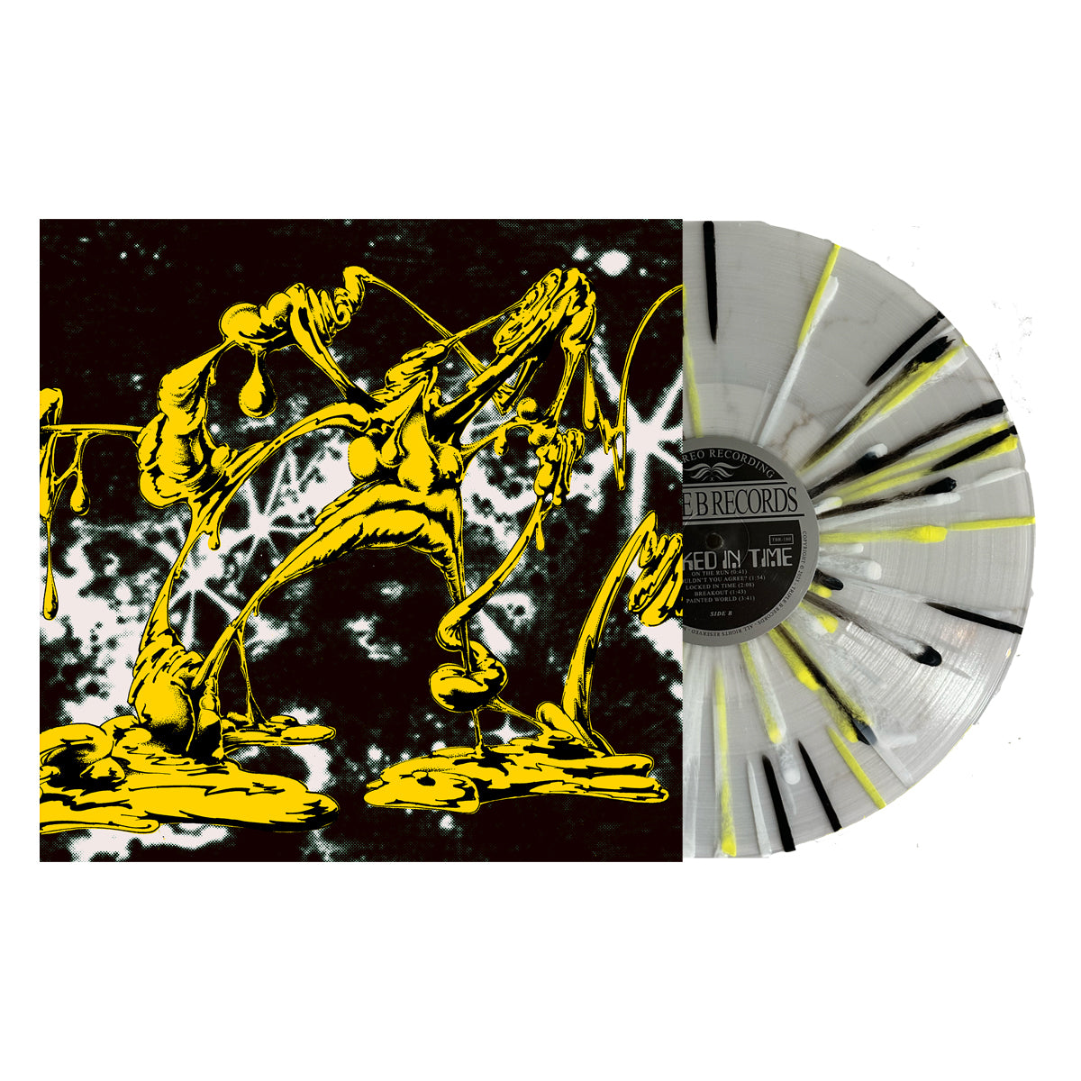 RESTRAINING ORDER ‘LOCKED IN TIME’ LP (Limited Edition – Only 250 Made, Ultra Clear w/ Canary Yellow, Black, & White Splatter Vinyl)