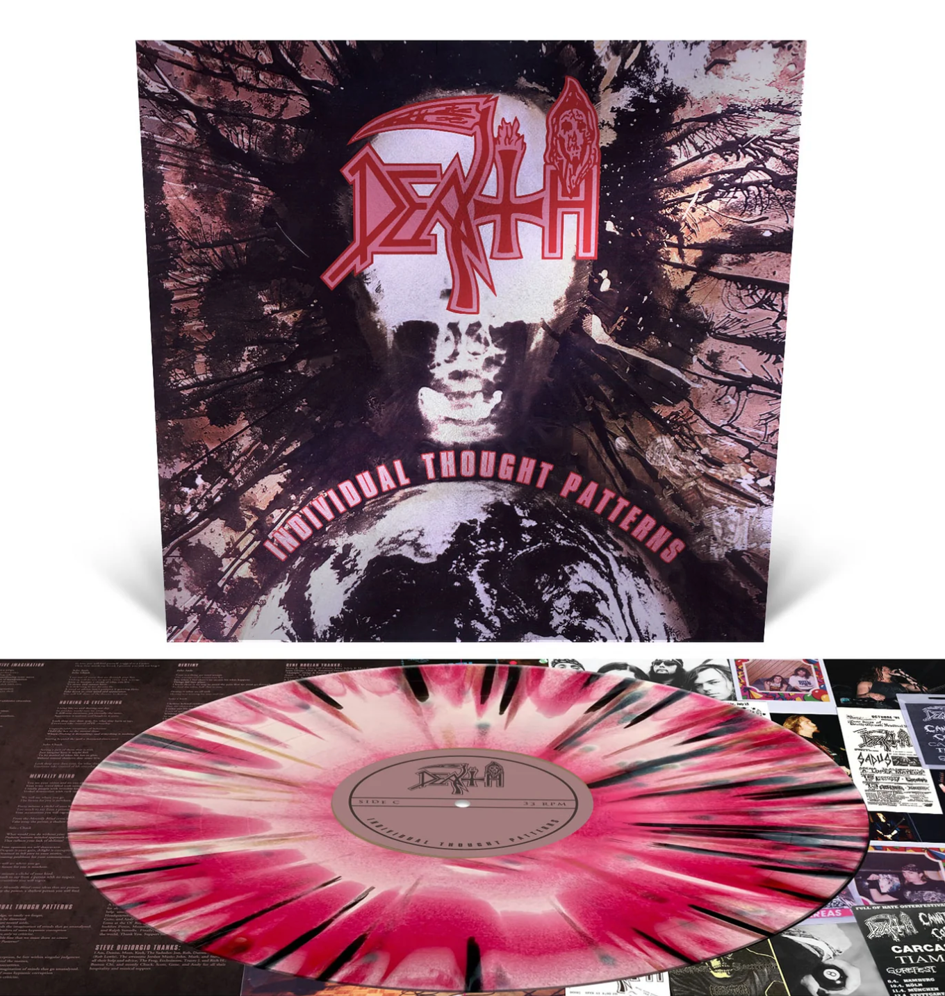 DEATH 'INDIVIDUAL THOUGHT PATTERNS' LP (Pink, White, Red Splatter Vinyl)