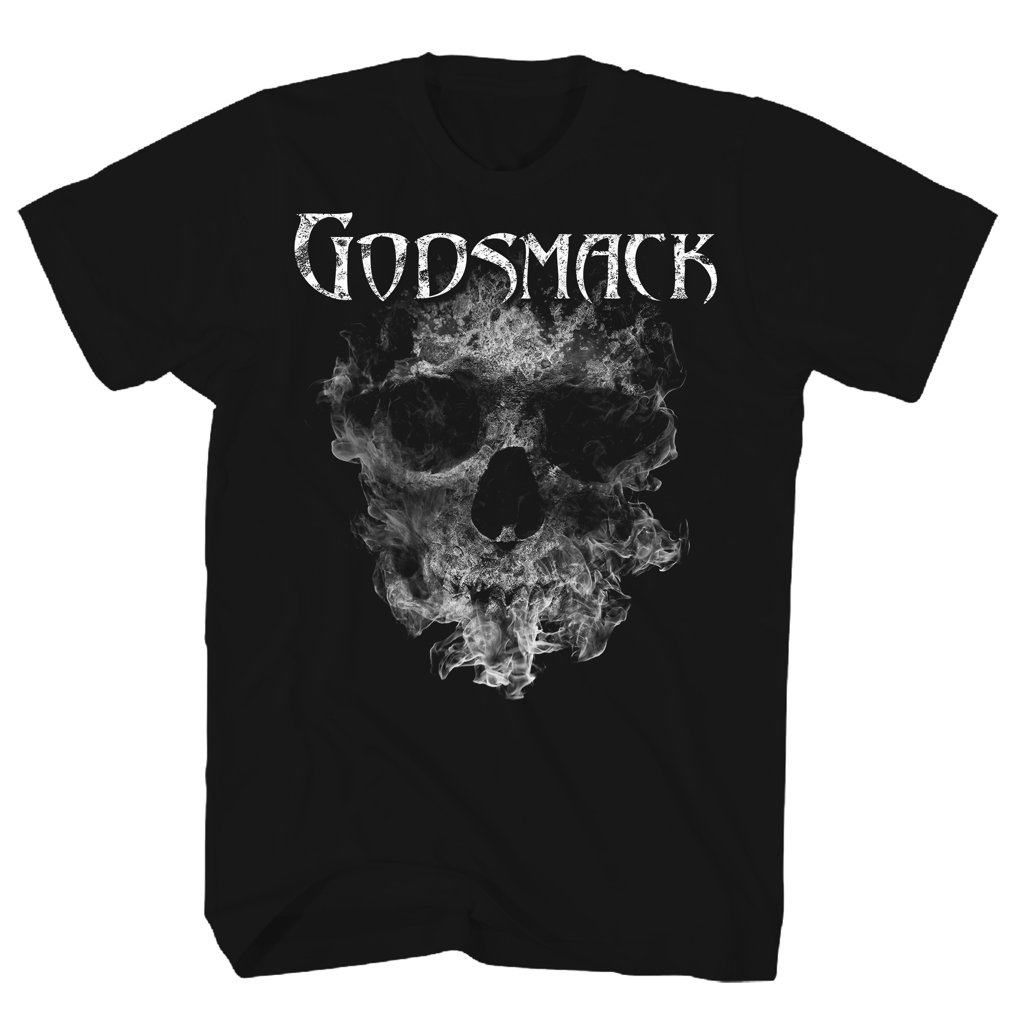 GODMACK SMOKING SKULL BLACK T-SHIRT
