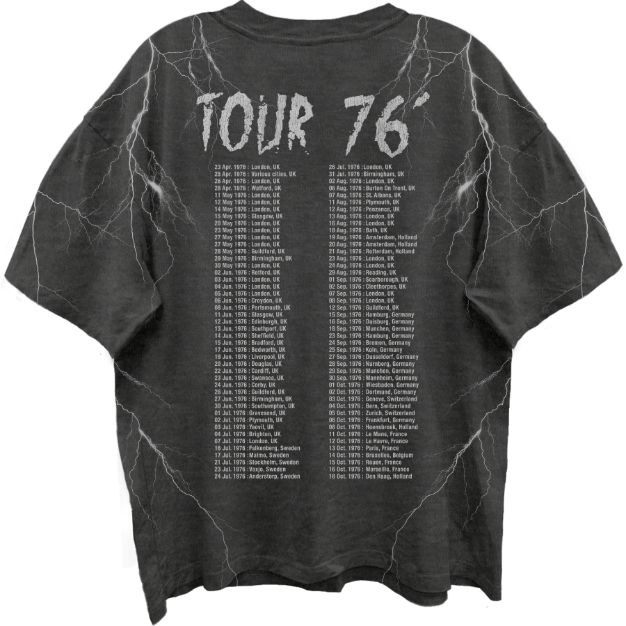 AC/DC HIGH VOLTAGE 76 TOUR FRT/BACK ALL OVER PRINT VINTAGE BLACK T-SHI AC/DC HIGH VOLTAGE 76 TOUR FRT/BACK ALL OVER PRINT VINTAGE BLACK T-SHI