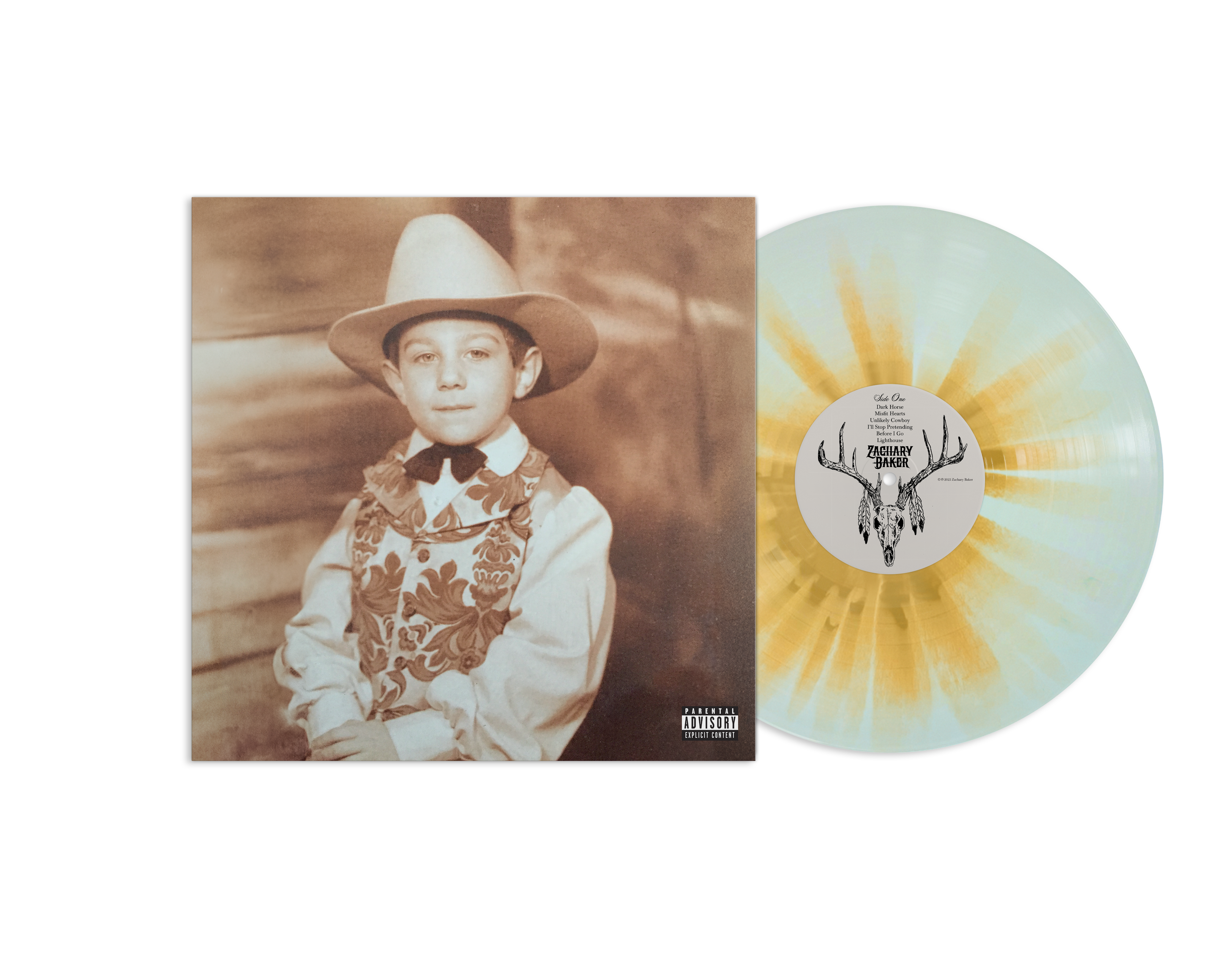 ZACHARY BAKER ‘DARK HORSE’ LP (Exclusive – Limited to 200, Sky Blue w/ Gold Splatter Vinyl)