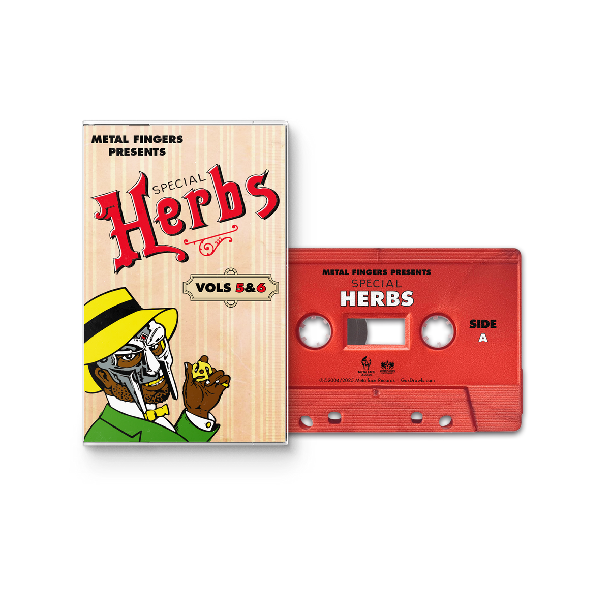MF DOOM 'METAL FINGERS PRESENTS: SPECIAL HERBS VOL. 5 & 6' CASSETTE (Apple Red)