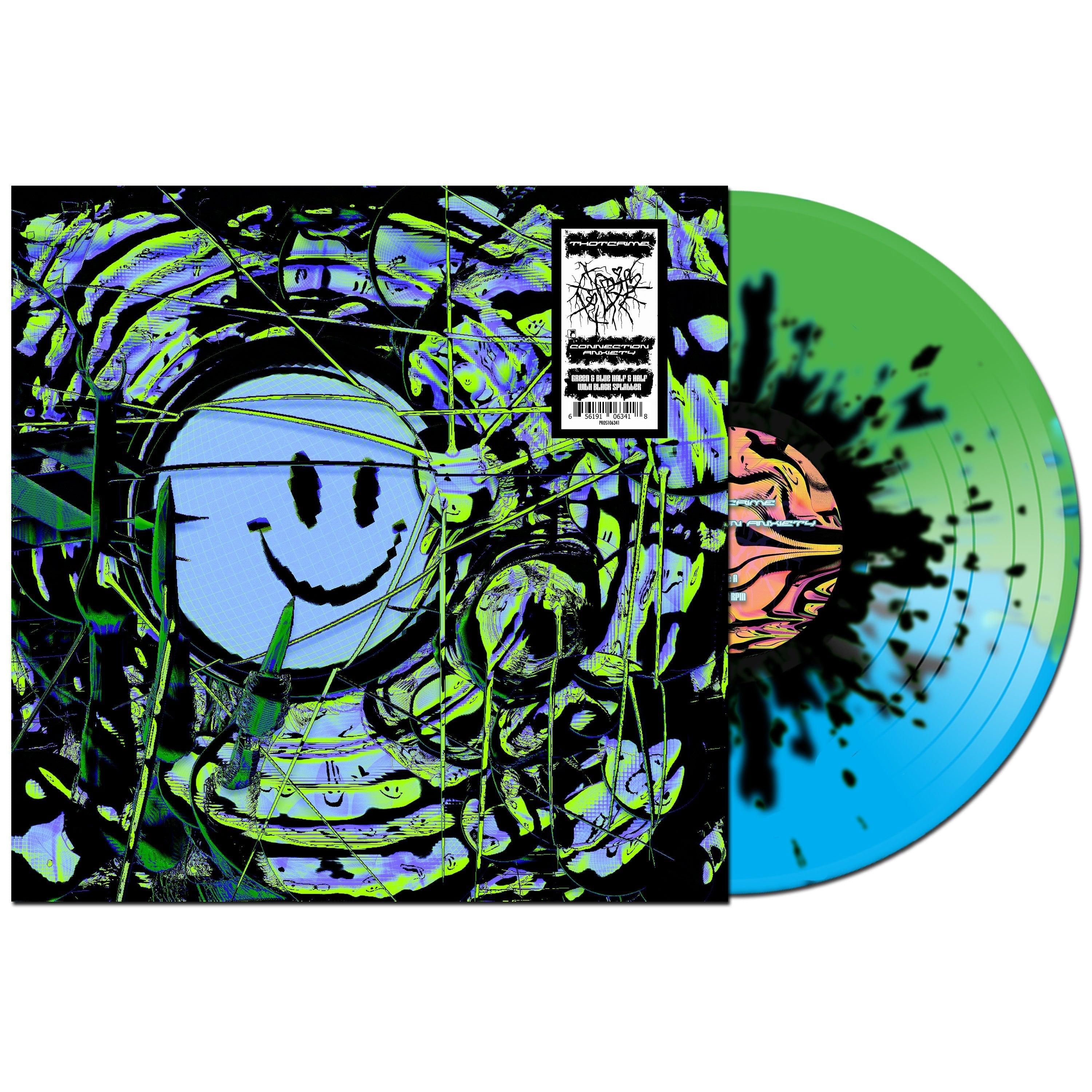 THOTCRIME 'CONNECTION ANXIETY' LP (Green & Blue Split w/ Black Splatter Vinyl)