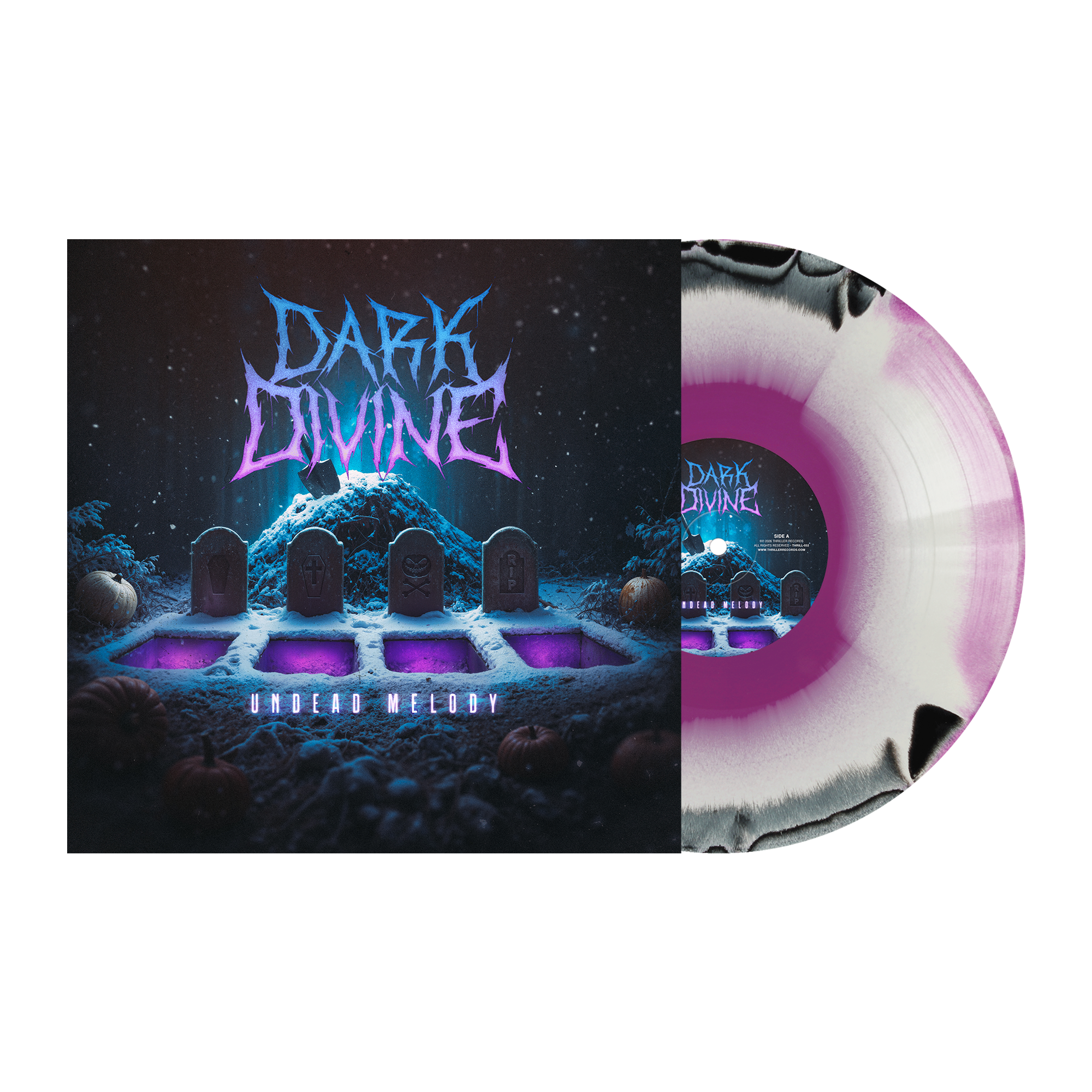 DARK DIVINE ‘UNDEAD MELODY’ LP (Limited Edition – Only 400 Made, Black, White & Purple Smush Vinyl)