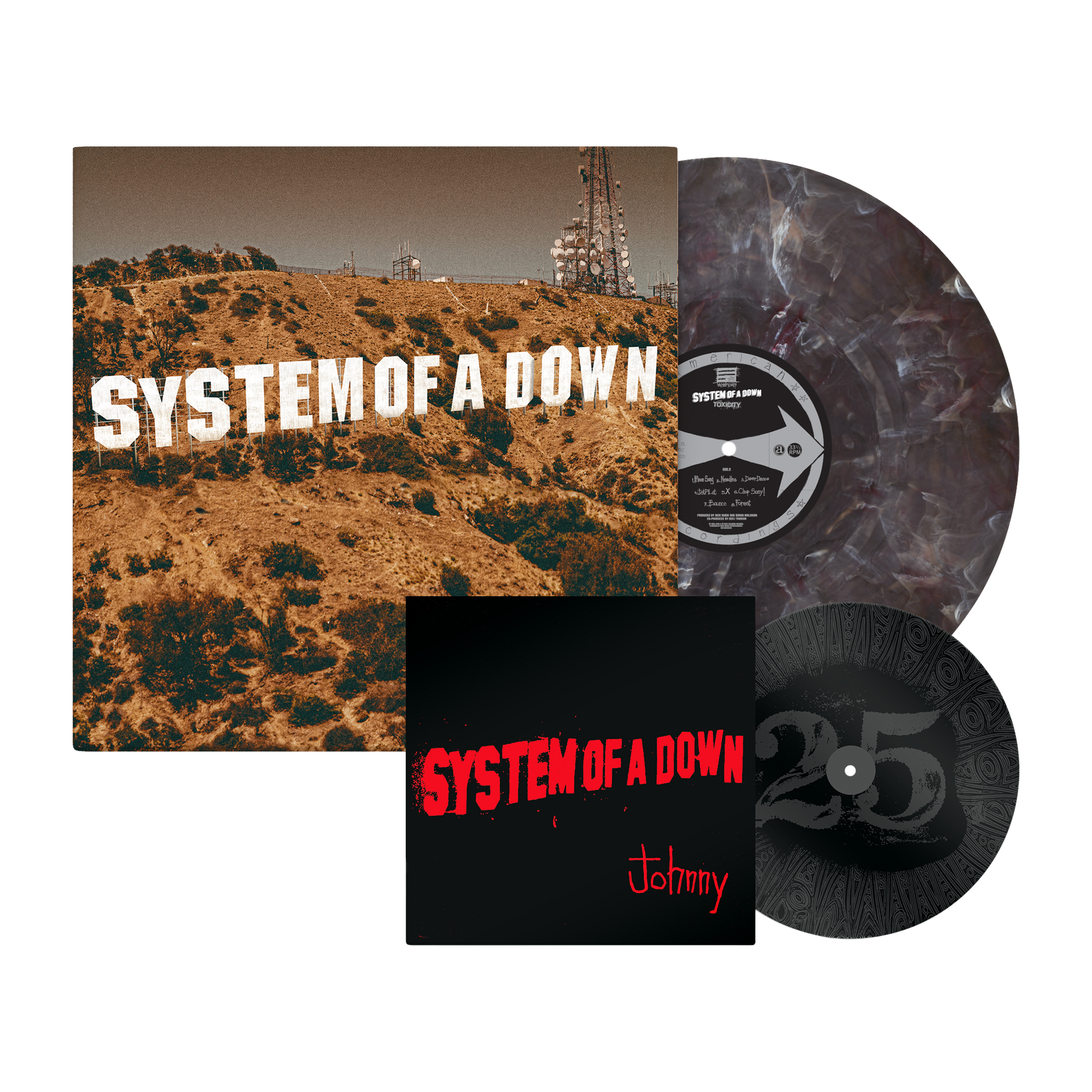 SYSTEM OF A DOWN ‘TOXICITY’ 25TH ANNIVERSARY LP + 7" (Exclusive – Obsidian Marble Vinyl)