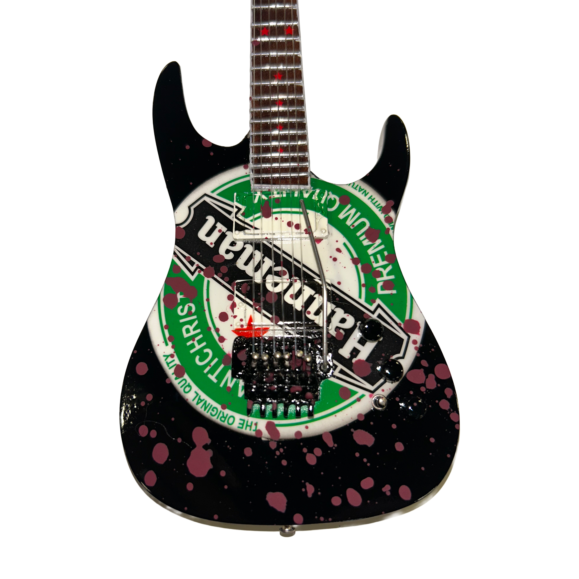 SLAYER - JEFF HANNEMAN - HEINEKEN LOGO MINI GUITAR (Limited Blood Spla