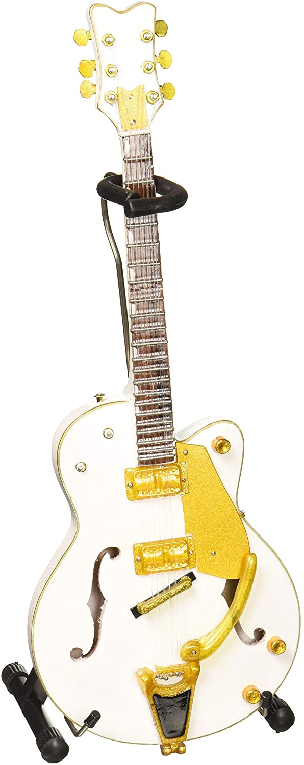 BRIAN SETZER - WHITE HOLLOW BODY MINI GUITAR