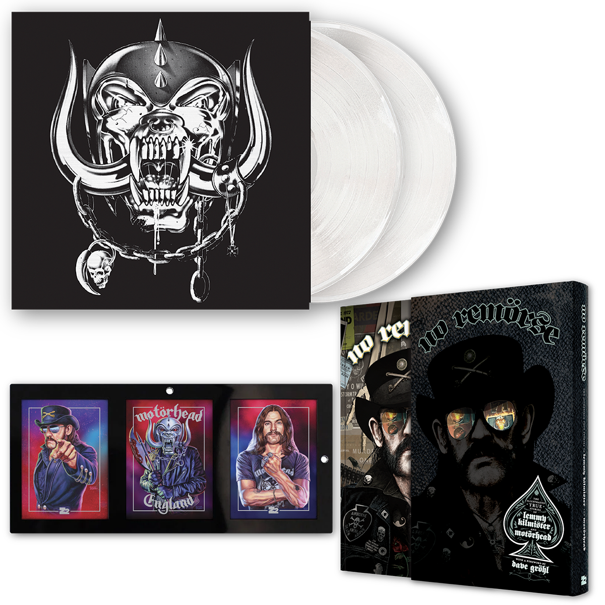 NO REMORSE: THE ILLUSTRATED TRUE STORIES OF LEMMY KILMISTER AND MOTÖRHEAD - DELUXE + 'NO REMORSE' 2PL (Limited Edition, White Opaque Vinyl)