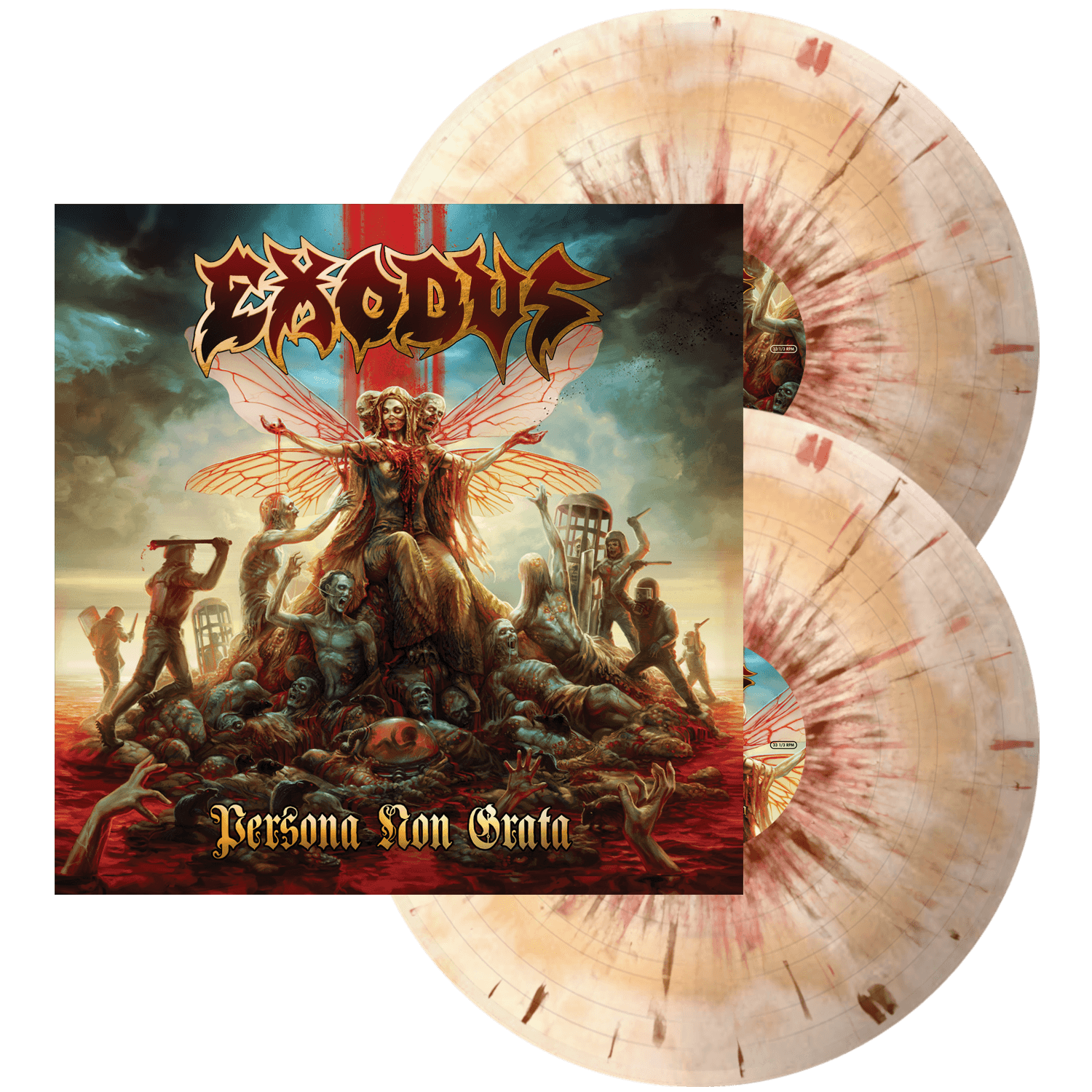 EXODUS 'PERSONA NON GRATA' LIMITED-EDITION BONE & BEER SWIRL WITH RED & BROWN SPLATTER 2LP — ONLY 300 MADE