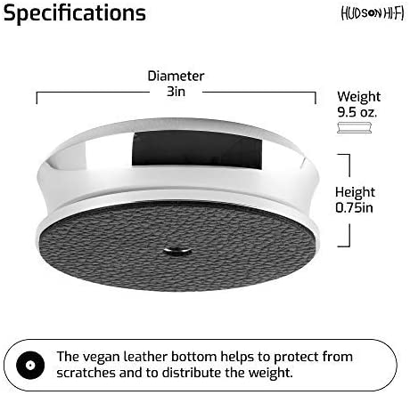 HUDSON HI-FI: SMALLBEN CHROME RECORD WEIGHT STABILIZER WITH PROTECTIVE LEATHER PAD