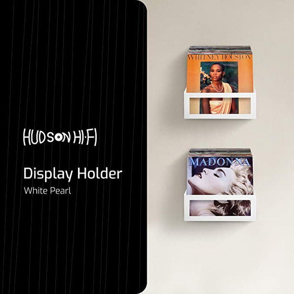 HUDSON HI-FI: WALL MOUNT VINYL RECORD STORAGE 25-ALBUM WHITE DISPLAY HOLDER