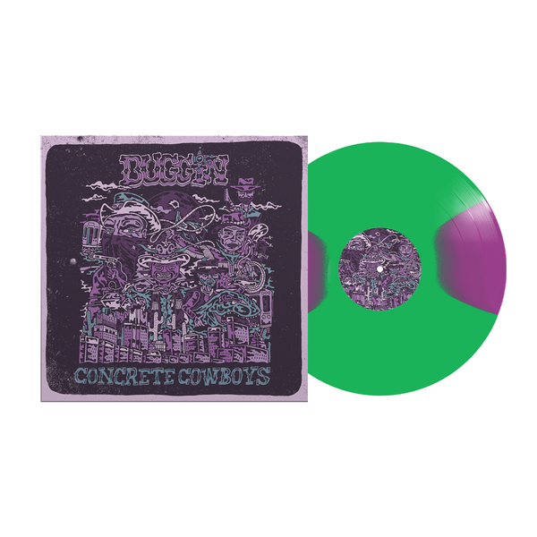 BUGGIN ‘CONCRETE COWBOWS’ LP (Limited Edition – Only 100 made, Transparent Green & Neon Violet Moon Phase Vinyl)