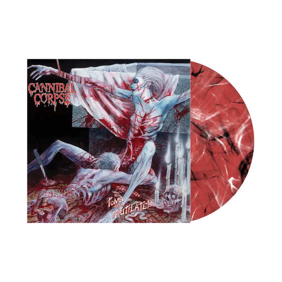 CANNIBAL CORPSE 'TOMB OF THE MUTILATED' LIMITED EDITION CLEAR RED WITH BLACK & WHITE SWIRL LP – ONLY 500 MADE