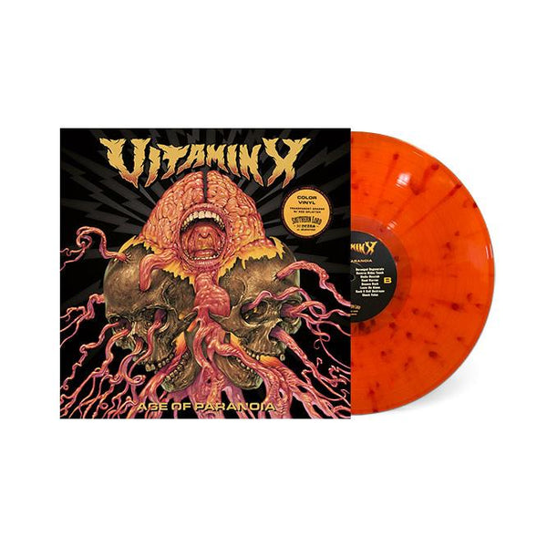 VITAMIN X 'AGE OF PARANOIA' TRANSPARENT ORANGE WITH RED SPLATTER LP