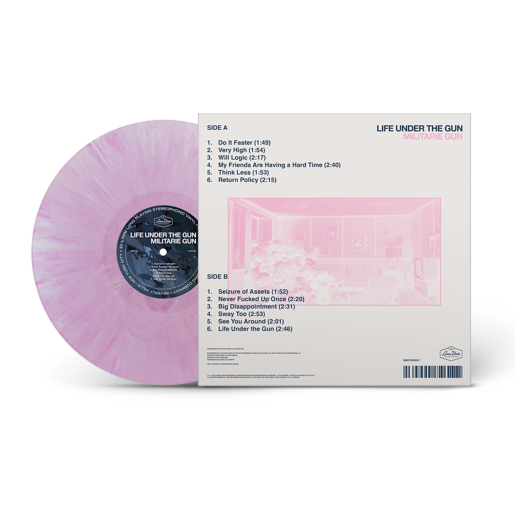 MILITARIE GUN ‘LIFE UNDER THE GUN’ LP (Limited Edition – Only 500 made, Pink Marble Vinyl)