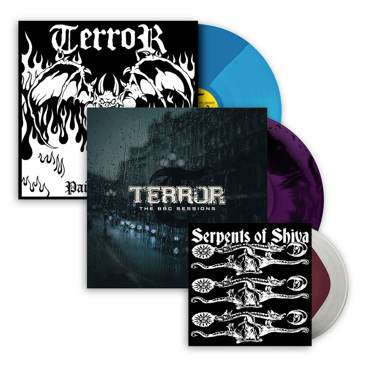 TERROR ‘BBC SESSIONS’ & 'PAIN INTO POWER' LPS + SERPENTS OF SHIVA 7" LIMITED BUNDLE (3 Exclusive Variants)