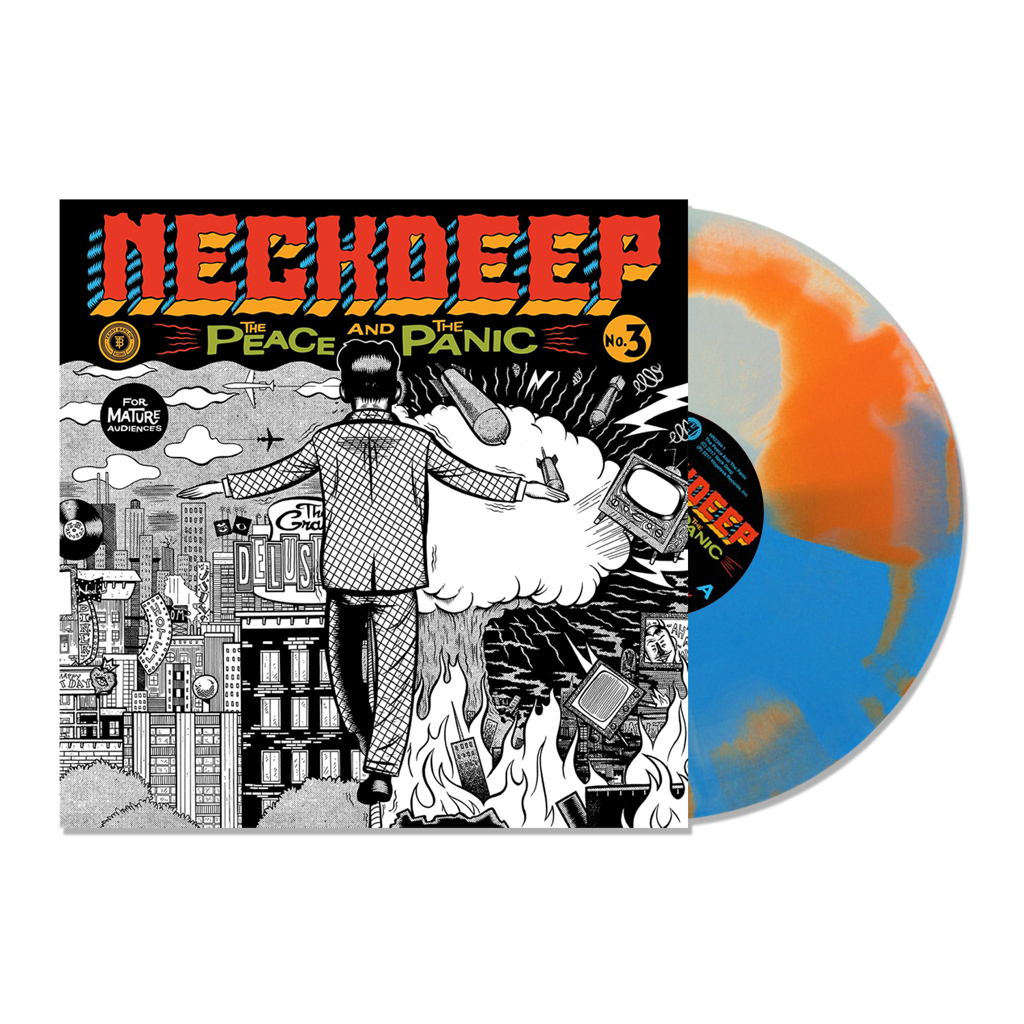 NECK DEEP ‘THE PEACE AND THE PANIC’ LIMITED-EDITION WHITE, ORANGE, AND BLUE SWIRL LP – ONLY 300 MADE