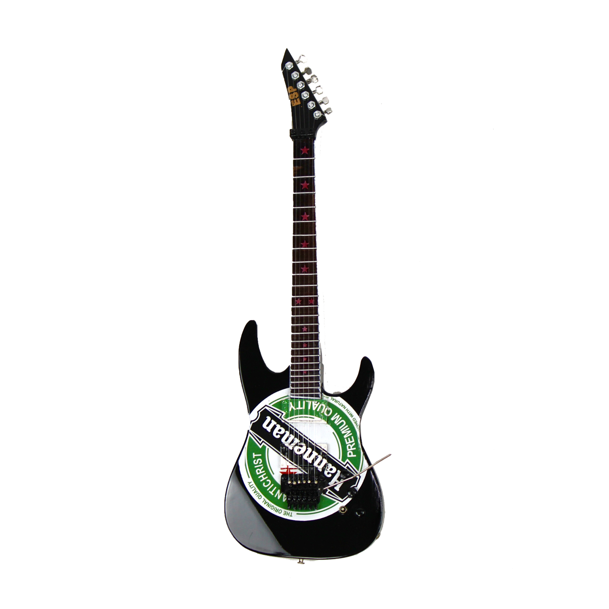 SLAYER - JEFF HANNEMAN - GREEN HEINEKEN LOGO MINI GUITAR