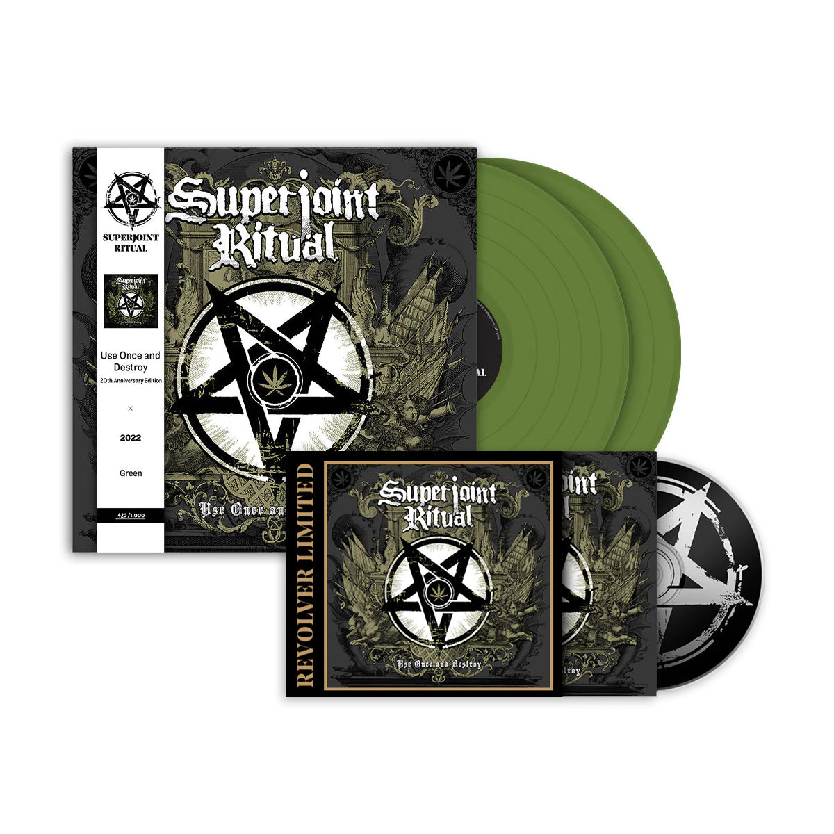 SUPERJOINT RITUAL 'USE ONCE AND DESTROY' 2LP + CD (20th Anniversary, Olive Green Vinyl)