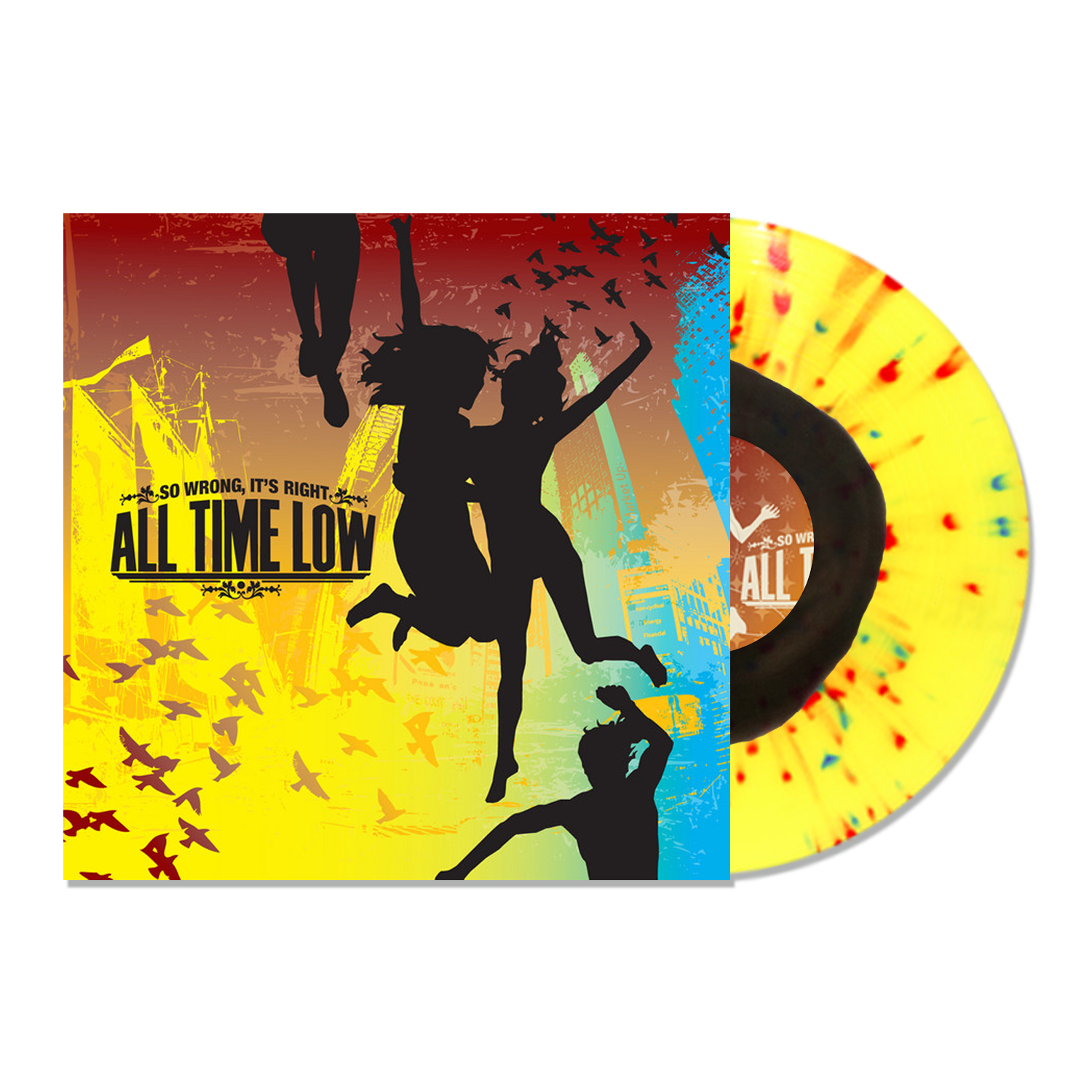 ALL TIME LOW ‘SO WRONG IT'S RIGHT’ LIMITED-EDITION TRANSPARENT YELLOW WITH BLACK BLOB AND RED BLUE SPLATTER LP – ONLY 250 MADE