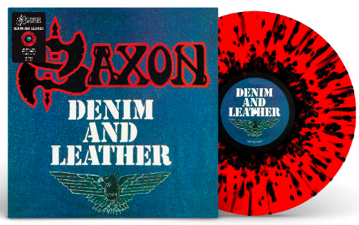 SAXON 'DENIM AND LEATHER' LP (Red & Black Splatter Vinyl)
